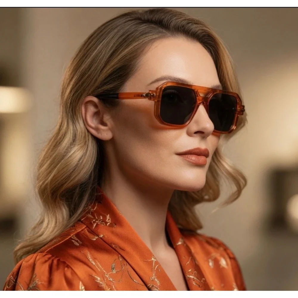 Retro Rectangle Flat Top Women Sunglasses -Chunky Square Tinted Sun Glasses 2026